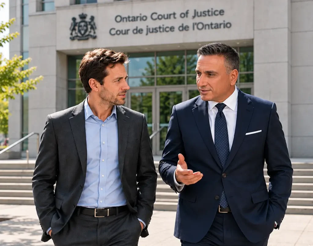Toronto criminal lawyer nicholas charitsis with client